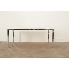 Mid Century Glass Chrome Dining Table - 3058895