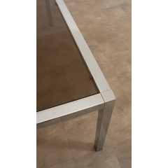 Mid Century Glass Chrome Dining Table - 3058921