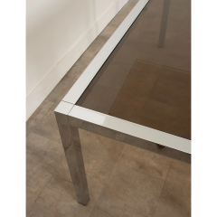 Mid Century Glass Chrome Dining Table - 3058943