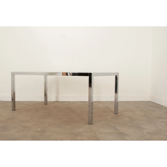 Mid Century Glass Chrome Dining Table - 3058953