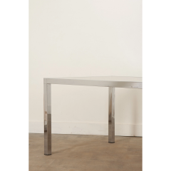 Mid Century Glass Chrome Dining Table - 3058965