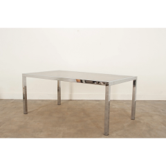 Mid Century Glass Chrome Dining Table - 3058989