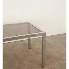 Mid Century Glass Chrome Dining Table - 3058996