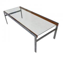 Mid Century Glass Top Chrome Wood Coffee Table - 2730343