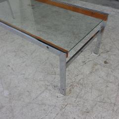 Mid Century Glass Top Chrome Wood Coffee Table - 2730344