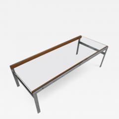 Mid Century Glass Top Chrome Wood Coffee Table - 2731829