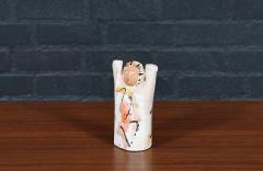 Mid Century Glazed Ceramic Abstract Figure Candle Holder - 4647594
