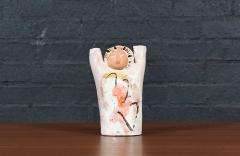 Mid Century Glazed Ceramic Abstract Figure Candle Holder - 4647597