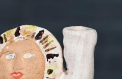 Mid Century Glazed Ceramic Abstract Figure Candle Holder - 4647600