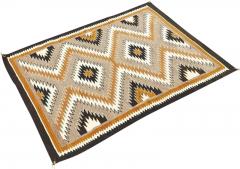 Mid Century Gray and Brown Flatweave Wool Rug - 2360412