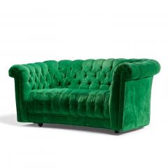 Mid Century Green Chesterfield Loveseat Sofa - 4472768