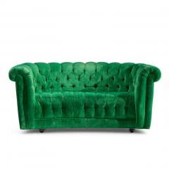 Mid Century Green Chesterfield Loveseat Sofa - 4472770
