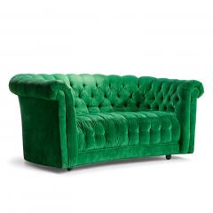 Mid Century Green Chesterfield Loveseat Sofa - 4475440