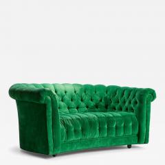 Mid Century Green Chesterfield Loveseat Sofa - 4475441