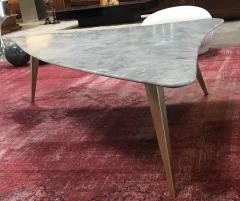 Mid Century Grey Marble and Brass Coffee Table Italy 1960s - 1297515