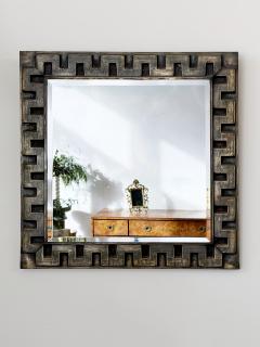 Mid Century Hammered Tin Greek Key Wall Mirror - 4462578