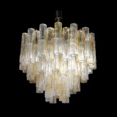 Mid Century Hand Blown Citrine Transparent Murano Glass Four Tier Chandelier - 3751839