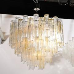 Mid Century Hand Blown Citrine Transparent Murano Glass Four Tier Chandelier - 3751840