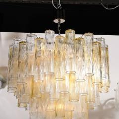 Mid Century Hand Blown Citrine Transparent Murano Glass Four Tier Chandelier - 3751841