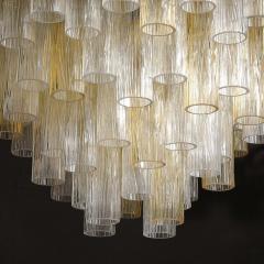 Mid Century Hand Blown Citrine Transparent Murano Glass Four Tier Chandelier - 3751844