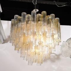 Mid Century Hand Blown Citrine Transparent Murano Glass Four Tier Chandelier - 3751924