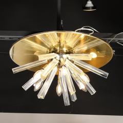 Mid Century Hand Blown Murano Camer Glass Brass Fitted Flush Mount Chandelier - 3751668