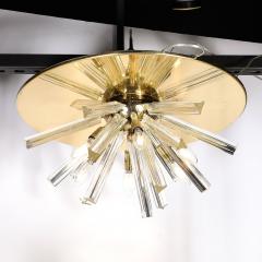 Mid Century Hand Blown Murano Camer Glass Brass Fitted Flush Mount Chandelier - 3751671