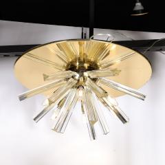 Mid Century Hand Blown Murano Camer Glass Brass Fitted Flush Mount Chandelier - 3751672