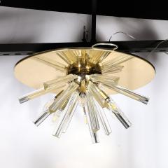 Mid Century Hand Blown Murano Camer Glass Brass Fitted Flush Mount Chandelier - 3751766