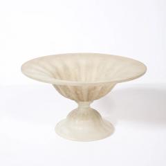 Mid Century Hand Blown Murano Fluted Footed Scavo Glass Centerpiece Bowl - 4719751