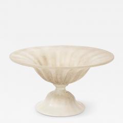 Mid Century Hand Blown Murano Fluted Footed Scavo Glass Centerpiece Bowl - 4719822