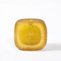 Mid Century Hand Blown Murano Glass Bud Vase in Lemon Yellow W Mottled Texture - 4233643