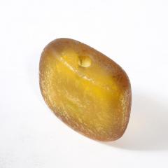 Mid Century Hand Blown Murano Glass Bud Vase in Lemon Yellow W Mottled Texture - 4233645