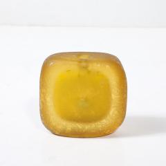 Mid Century Hand Blown Murano Glass Bud Vase in Lemon Yellow W Mottled Texture - 4233646