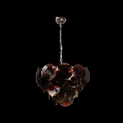 Mid Century Hand Blown Murano Glass Disc Chandelier in Smoked Tortoise - 4744703