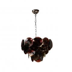 Mid Century Hand Blown Murano Glass Disc Chandelier in Smoked Tortoise - 4744705
