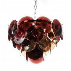 Mid Century Hand Blown Murano Glass Disc Chandelier in Smoked Tortoise - 4744708