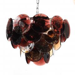 Mid Century Hand Blown Murano Glass Disc Chandelier in Smoked Tortoise - 4744712