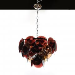 Mid Century Hand Blown Murano Glass Disc Chandelier in Smoked Tortoise - 4744717