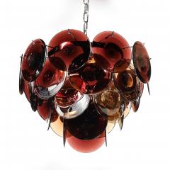Mid Century Hand Blown Murano Glass Disc Chandelier in Smoked Tortoise - 4744721