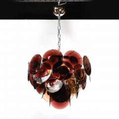Mid Century Hand Blown Murano Glass Disc Chandelier in Smoked Tortoise - 4744734