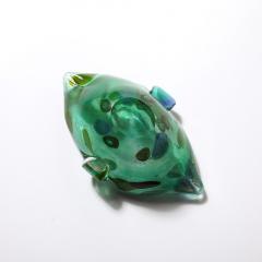 Mid Century Hand Blown Murano Glass Emerald Green Millefiori Detailed Bowl - 3600231