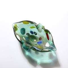 Mid Century Hand Blown Murano Glass Emerald Green Millefiori Detailed Bowl - 3600235
