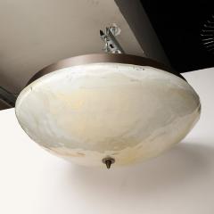 Mid Century Hand Blown Murano Glass Flush Mount w Gold Flecks Bronze Fittings - 4550626