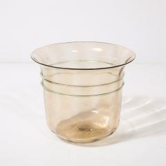 Mid Century Hand Blown Murano Glass Smoked Amber 24kt Gold Fleck Ice Buckets - 4304163