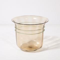 Mid Century Hand Blown Murano Glass Smoked Amber 24kt Gold Fleck Ice Buckets - 4304164