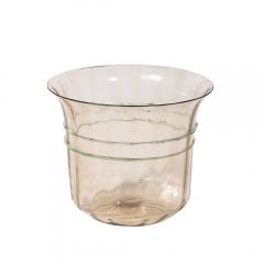 Mid Century Hand Blown Murano Glass Smoked Amber 24kt Gold Fleck Ice Buckets - 4304172