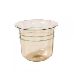 Mid Century Hand Blown Murano Glass Smoked Amber 24kt Gold Fleck Ice Buckets - 4304179