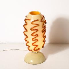 Mid Century Hand Blown Murano Glass Uplight in Vellum Hue w Sandstone Trailing - 4622579