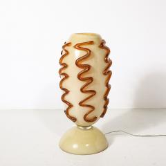 Mid Century Hand Blown Murano Glass Uplight in Vellum Hue w Sandstone Trailing - 4622580